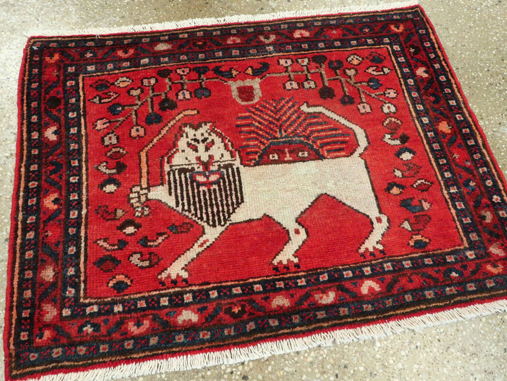 Vintage Persian Hamadan Pictorial Rug (Pair: 1 of 2), No.25261 - Gsblank