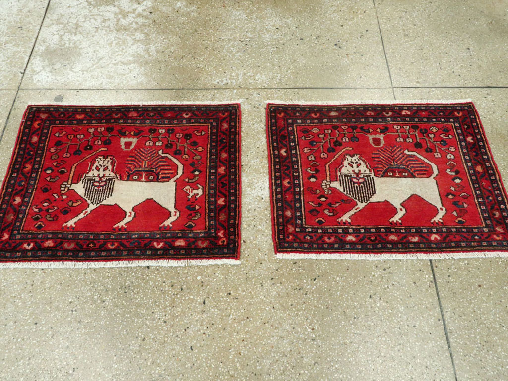 Vintage Persian Hamadan Pictorial Rug (Pair: 1 of 2), No.25261 - Gsblank