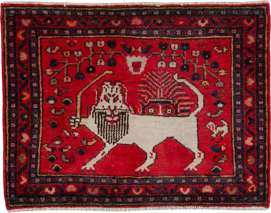 Vintage Persian Hamadan Pictorial Rug (Pair: 2 of 2), No.25262 - Gsblank