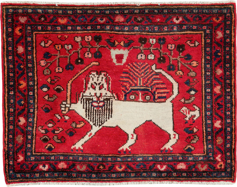 Vintage Persian Hamadan Pictorial Rug (Pair: 2 of 2), No.25262 - Gsblank