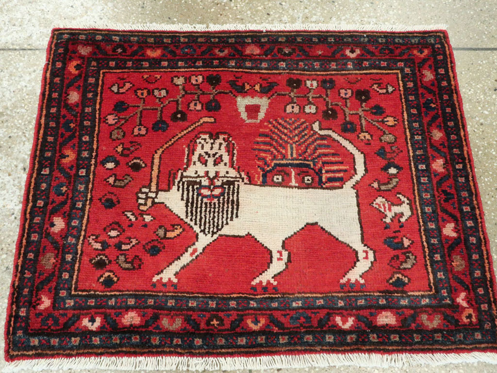 Vintage Persian Hamadan Pictorial Rug (Pair: 2 of 2), No.25262 - Gsblank