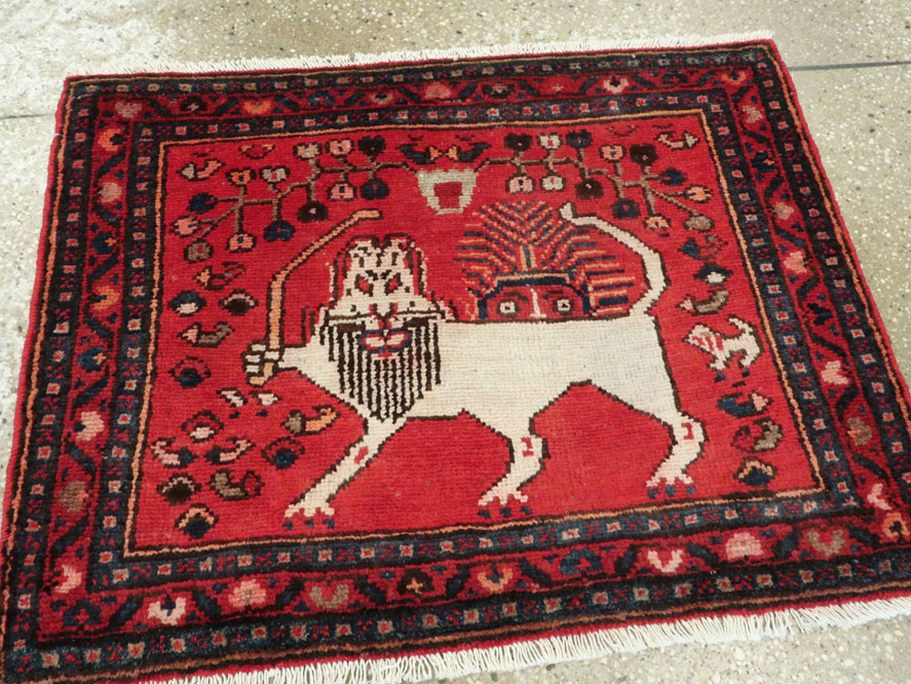 Vintage Persian Hamadan Pictorial Rug (Pair: 2 of 2), No.25262 - Gsblank