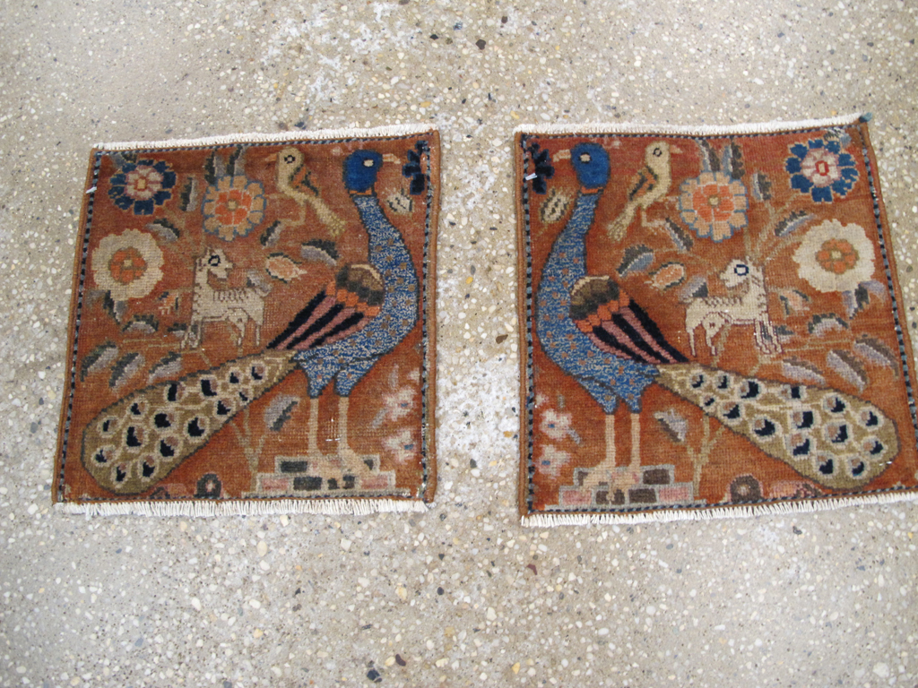 Vintage Persian Pictorial Tabriz Rug (Pair: 2 of 2), No.25284 - Gsblank