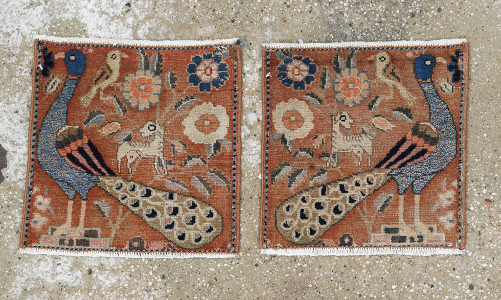 Vintage Persian Pictorial Tabriz Rug (Pair: 2 of 2), No.25284 - Gsblank