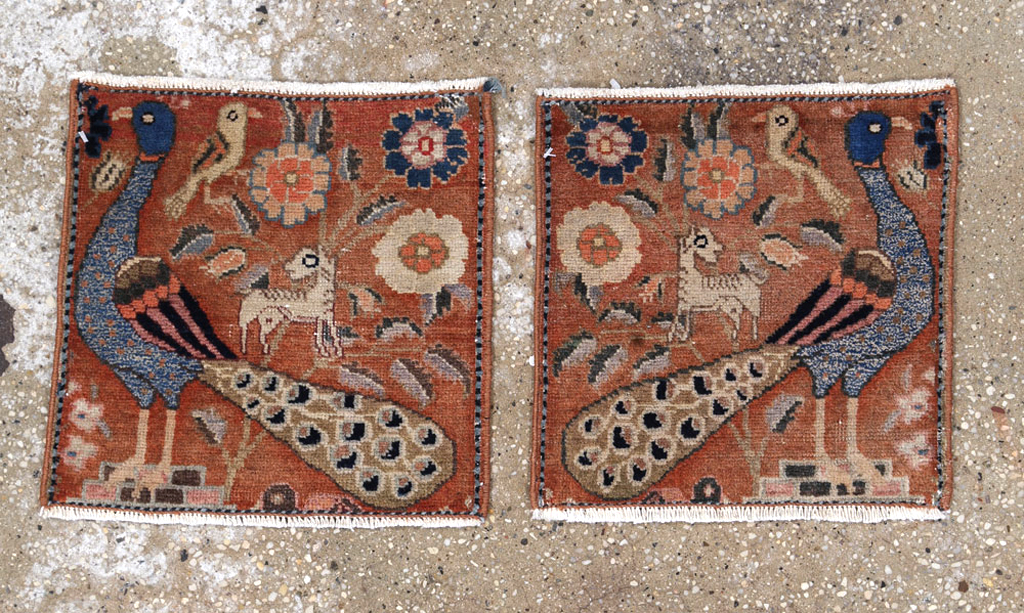 Vintage Persian Pictorial Tabriz Rug (Pair: 2 of 2), No.25284 - Gsblank