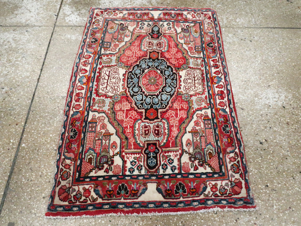 Vintage Persian Sarouk Throw Rug, No.25324 - Gsblank