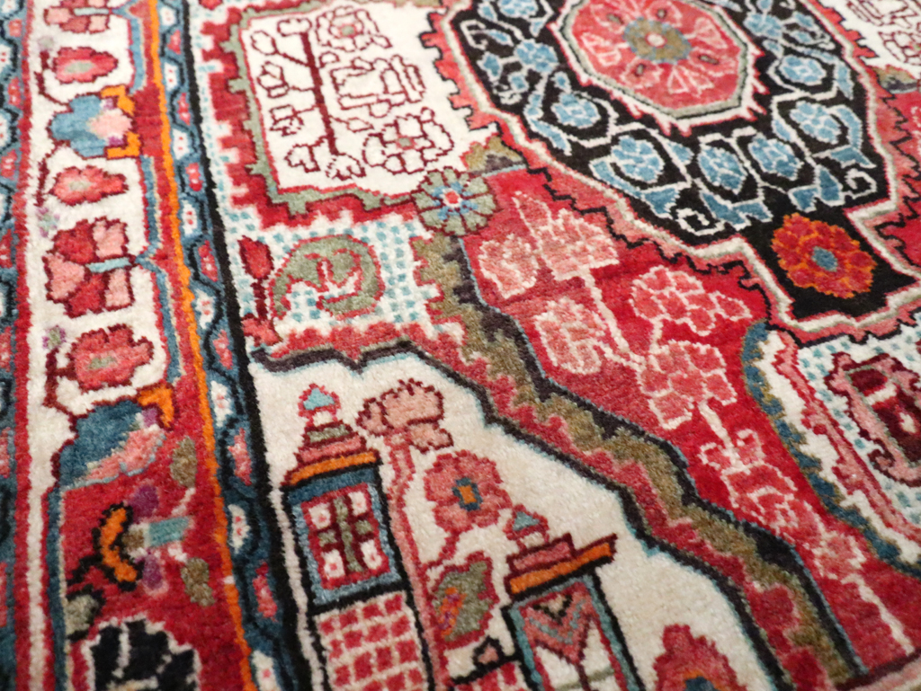 Vintage Persian Sarouk Throw Rug, No.25324 - Gsblank