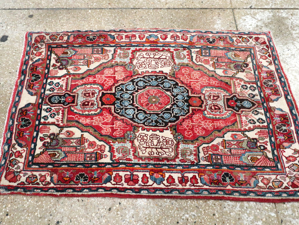 Vintage Persian Sarouk Throw Rug, No.25324 - Gsblank