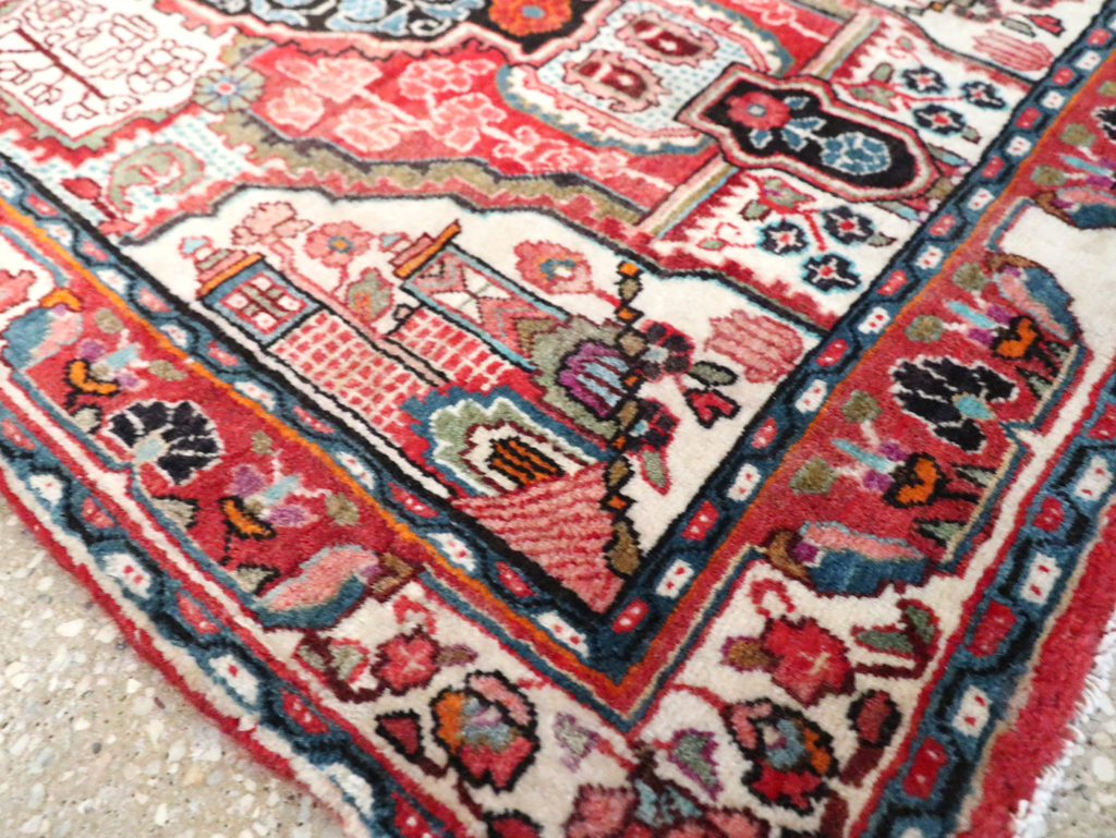 Vintage Persian Sarouk Throw Rug, No.25324 - Gsblank