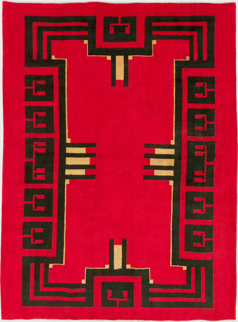 Vintage Persian Mashad Art Deco Rug Inspired By Edward McKnight Kauffer, No.25350 - Gsblank
