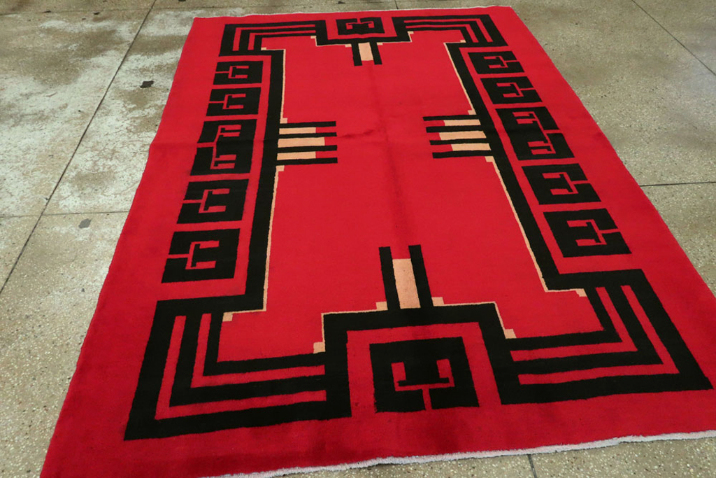 Vintage Persian Mashad Art Deco Rug Inspired By Edward McKnight Kauffer, No.25350 - Gsblank
