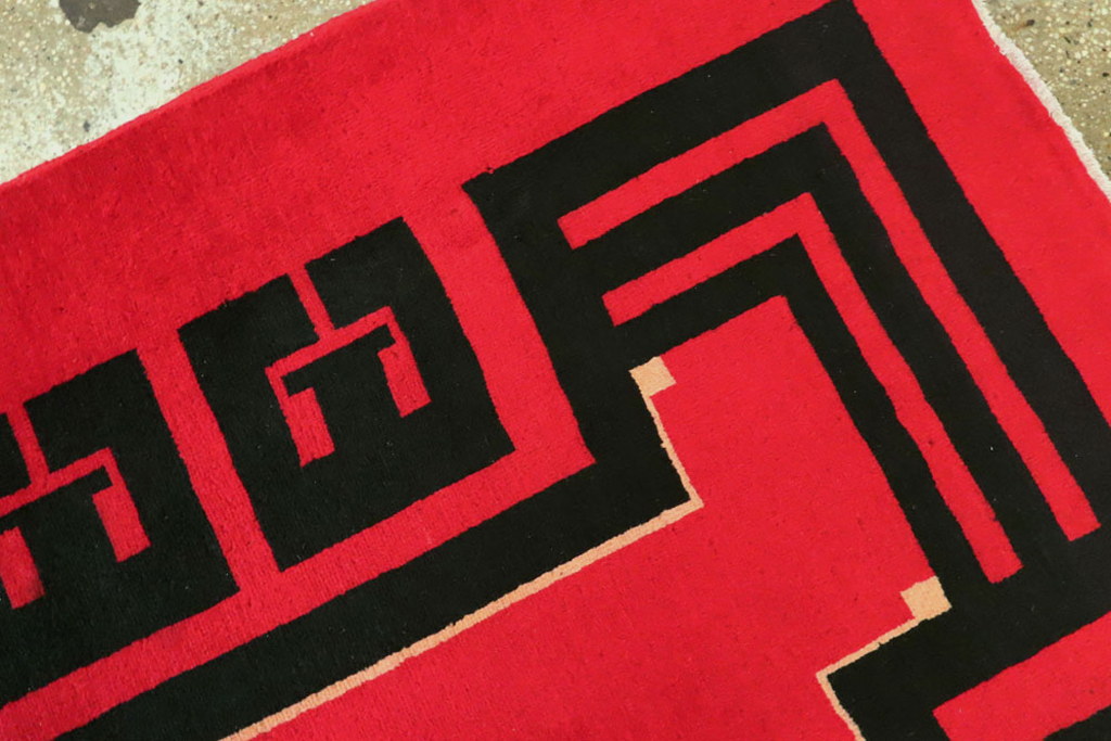 Vintage Persian Mashad Art Deco Rug Inspired By Edward McKnight Kauffer, No.25350 - Gsblank
