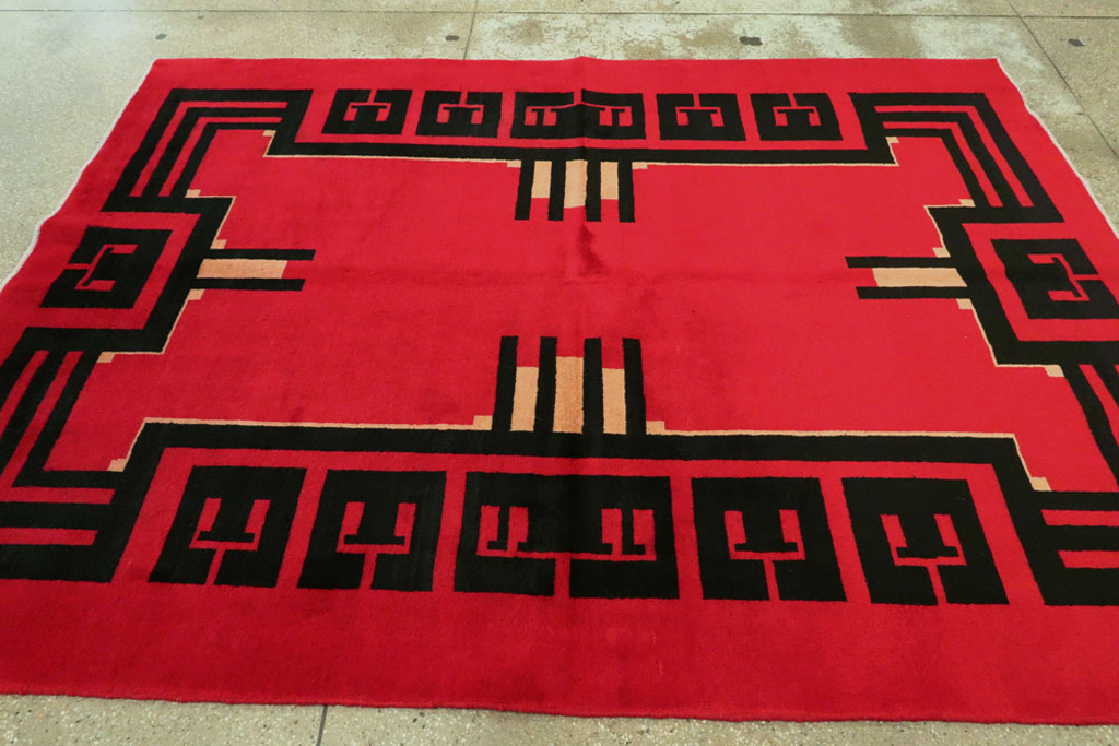 Vintage Persian Mashad Art Deco Rug Inspired By Edward McKnight Kauffer, No.25350 - Gsblank