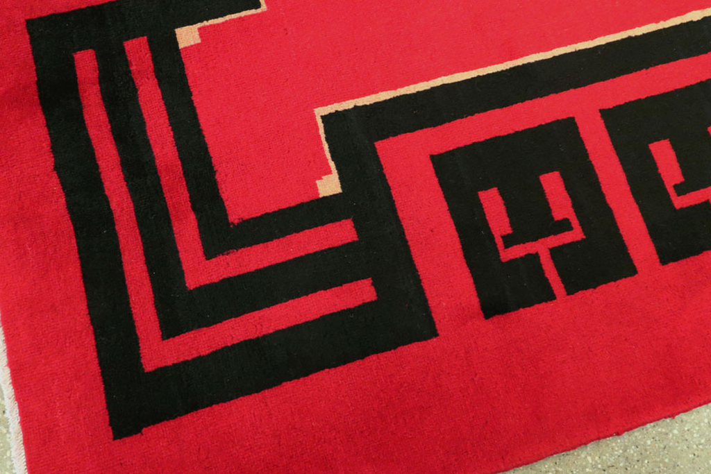 Vintage Persian Mashad Art Deco Rug Inspired By Edward McKnight Kauffer, No.25350 - Gsblank