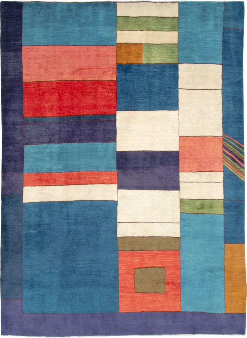 Vintage Persian Mahal Art Deco Carpet Inspired By Edward McKnight Kauffer, No.25353 - Gsblank