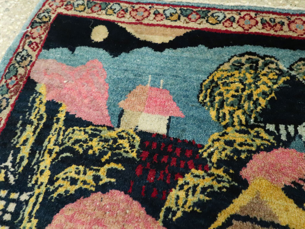 Vintage Persian Kerman Pictorial Rug, No.25357 - Gsblank
