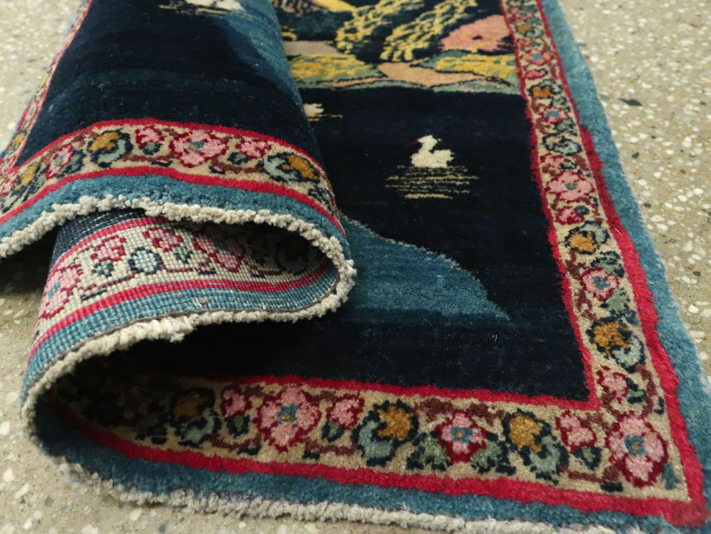 Vintage Persian Kerman Pictorial Rug, No.25357 - Gsblank