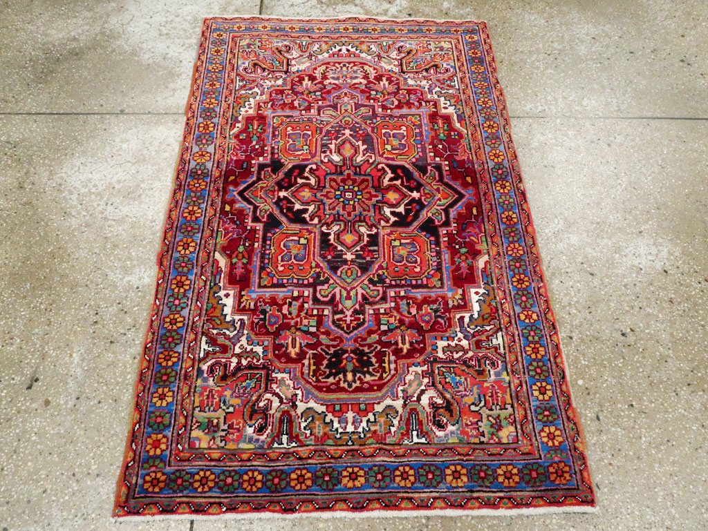 Vintage Persian Heriz Throw Rug (Pair: 1 of 2), No.25376 - Gsblank