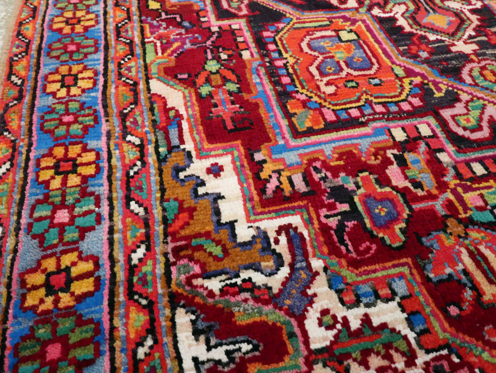 Vintage Persian Heriz Throw Rug (Pair: 1 of 2), No.25376 - Gsblank