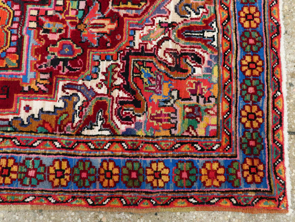 Vintage Persian Heriz Throw Rug (Pair: 1 of 2), No.25376 - Gsblank