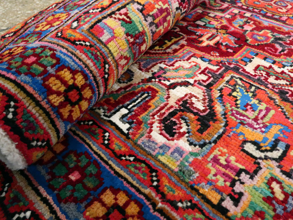 Vintage Persian Heriz Throw Rug (Pair: 1 of 2), No.25376 - Gsblank