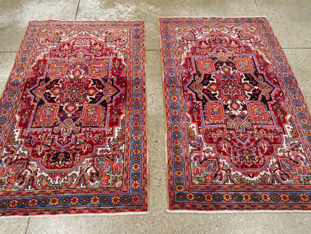 Vintage Persian Heriz Throw Rug (Pair: 1 of 2), No.25376 - Gsblank