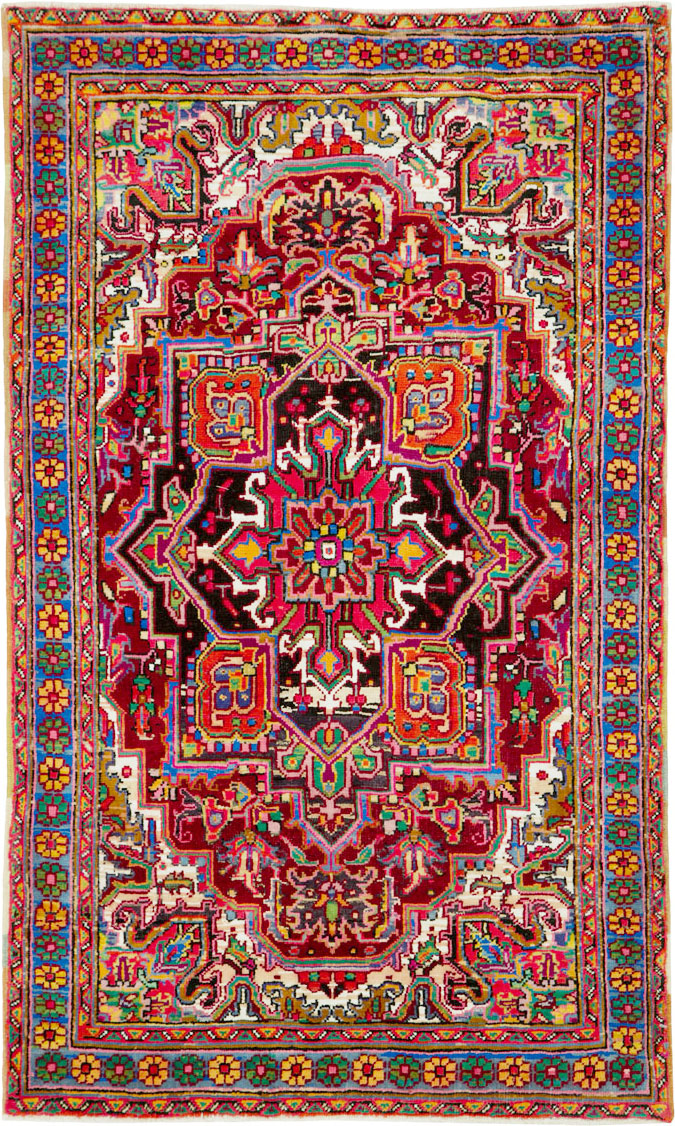 Vintage Persian Heriz Throw Rug (Pair: 2 of 2), No.25377 - Gsblank