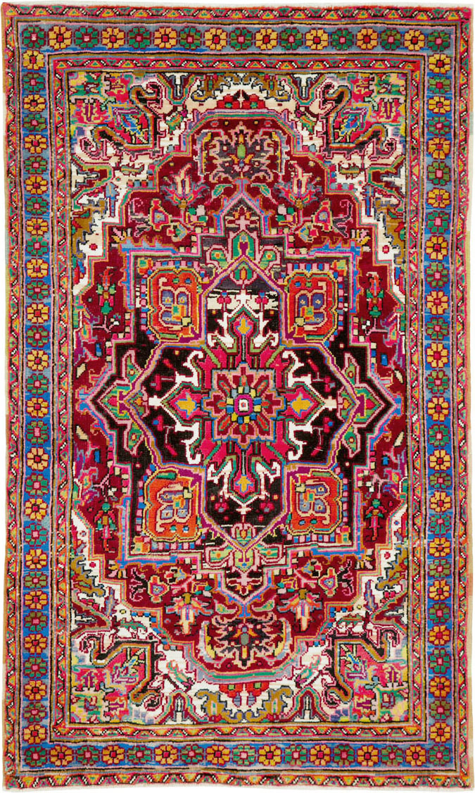 Vintage Persian Heriz Throw Rug (Pair: 2 of 2), No.25377 - Gsblank