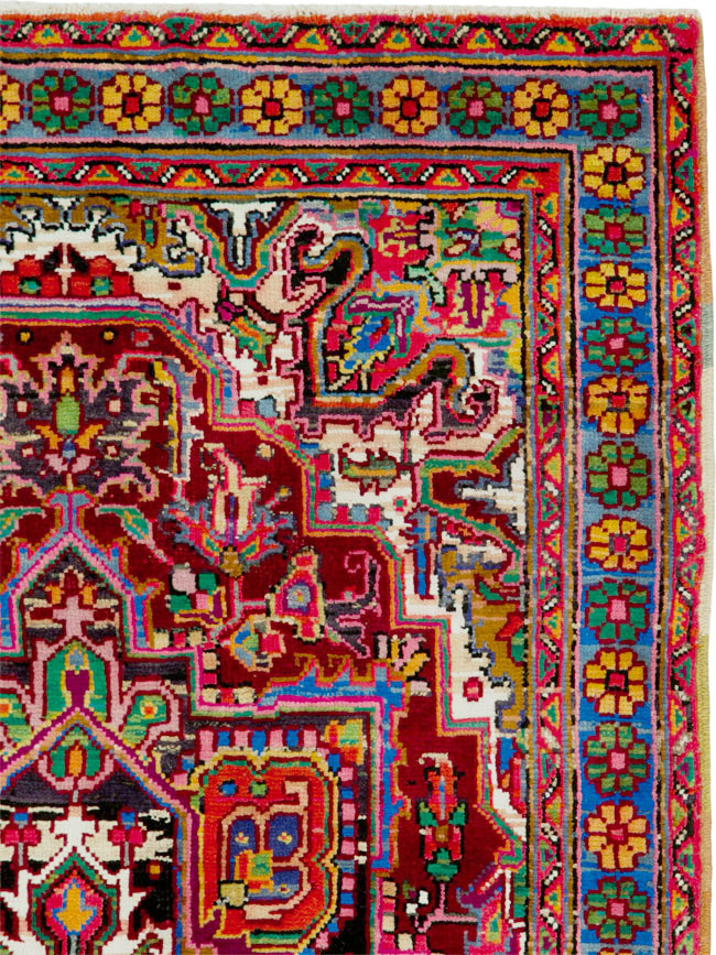 Vintage Persian Heriz Throw Rug (Pair: 2 of 2), No.25377 - Gsblank