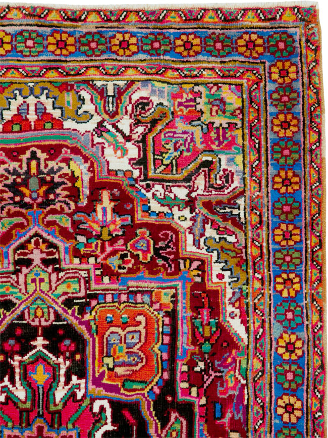 Vintage Persian Heriz Throw Rug (Pair: 2 of 2), No.25377 - Gsblank