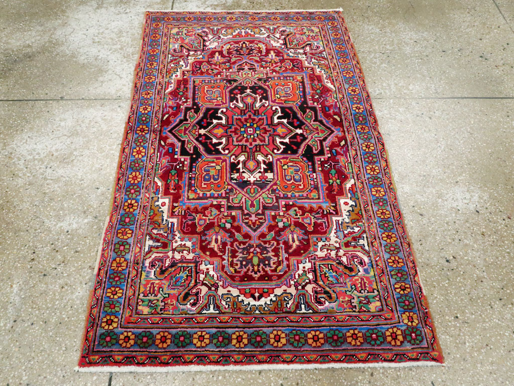 Vintage Persian Heriz Throw Rug (Pair: 2 of 2), No.25377 - Gsblank