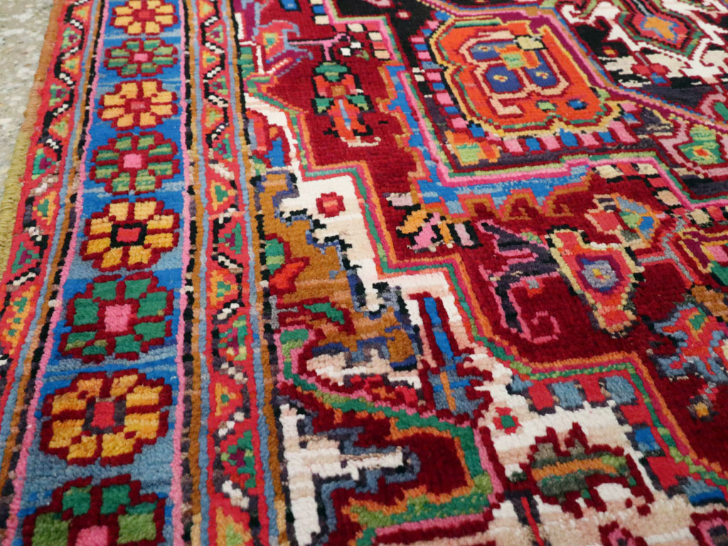 Vintage Persian Heriz Throw Rug (Pair: 2 of 2), No.25377 - Gsblank