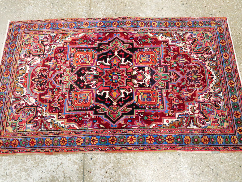Vintage Persian Heriz Throw Rug (Pair: 2 of 2), No.25377 - Gsblank