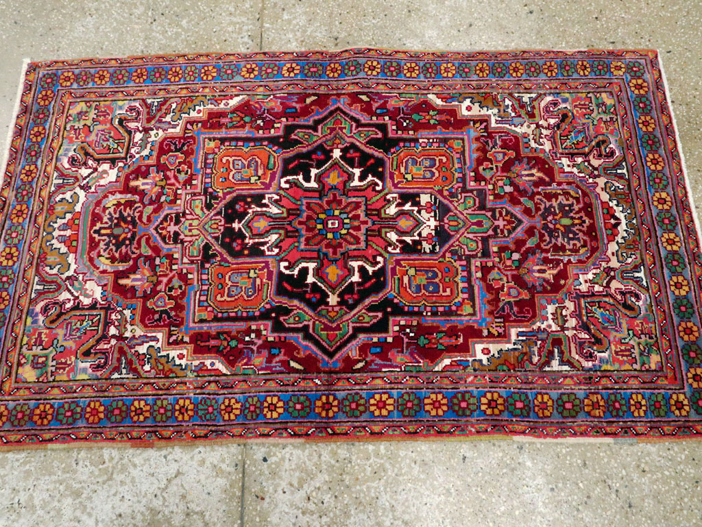 Vintage Persian Heriz Throw Rug (Pair: 2 of 2), No.25377 - Gsblank
