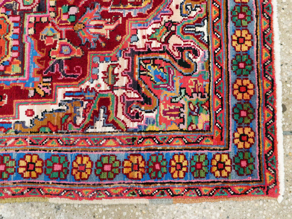 Vintage Persian Heriz Throw Rug (Pair: 2 of 2), No.25377 - Gsblank