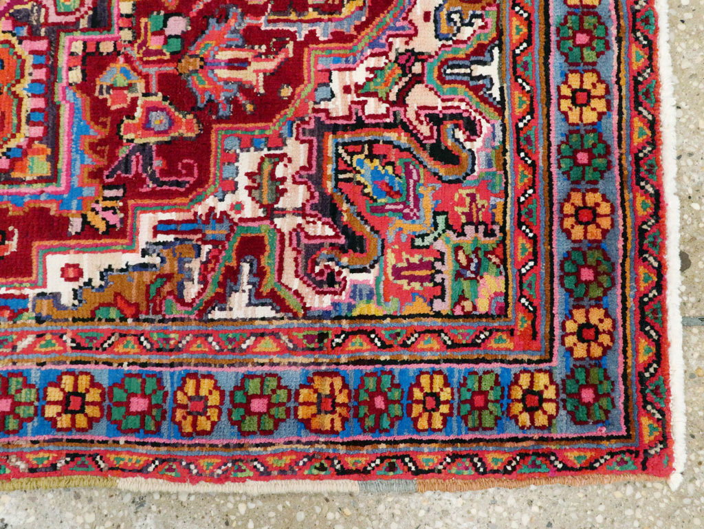 Vintage Persian Heriz Throw Rug (Pair: 2 of 2), No.25377 - Gsblank