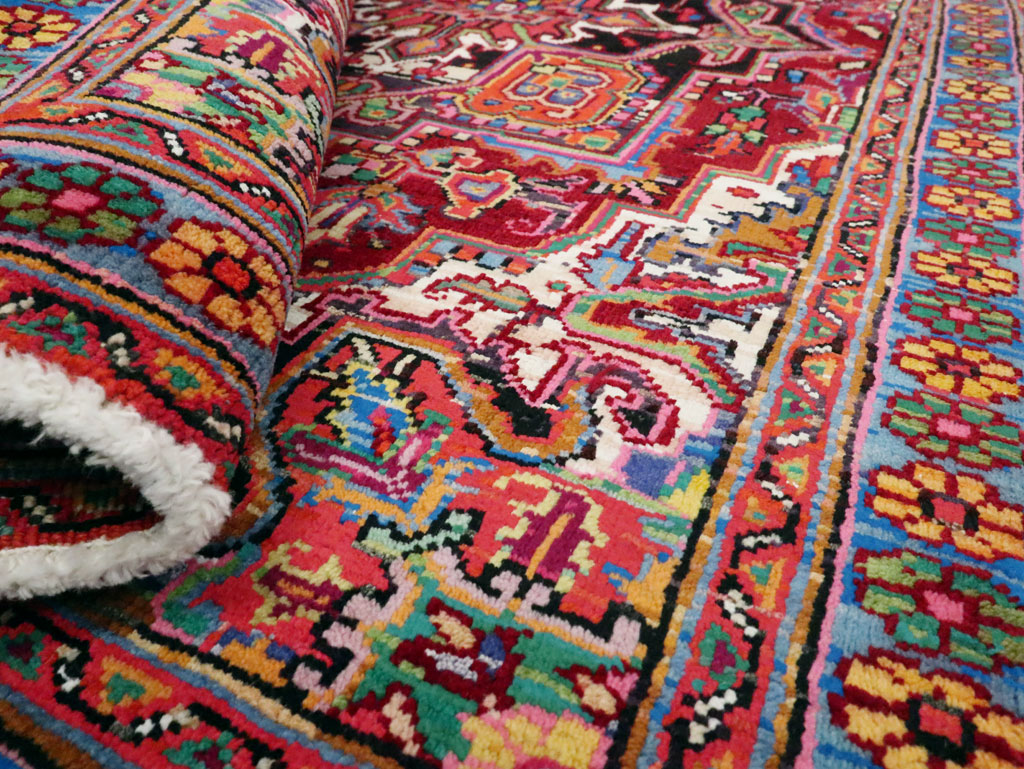 Vintage Persian Heriz Throw Rug (Pair: 2 of 2), No.25377 - Gsblank