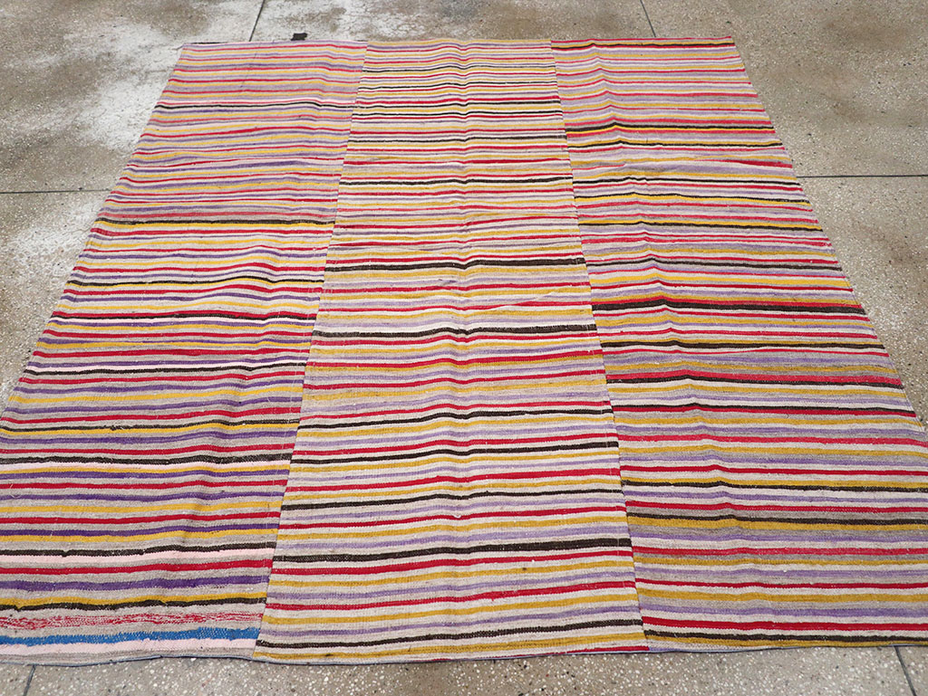 Vintage Persian Flatweave Kilim Square Accent Rug (Pair: 1 of 2), No.25381 - Gsblank