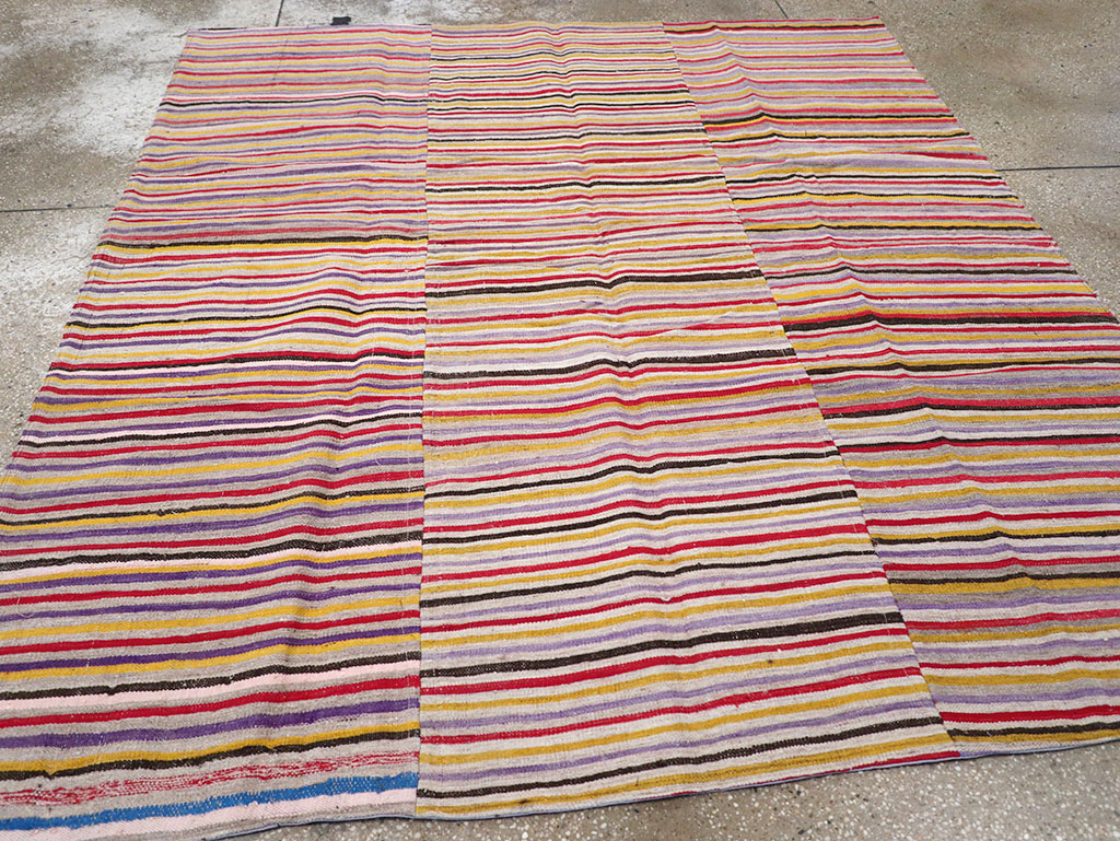 Vintage Persian Flatweave Kilim Square Accent Rug (Pair: 1 of 2), No.25381 - Gsblank