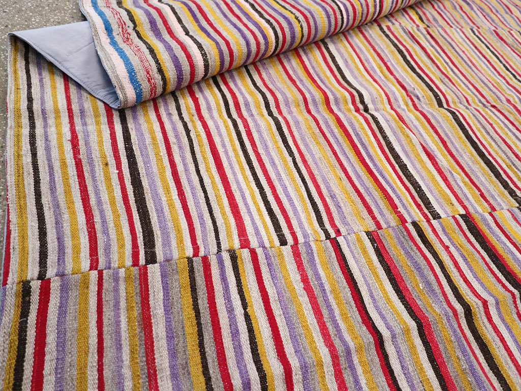 Vintage Persian Flatweave Kilim Square Accent Rug (Pair: 1 of 2), No.25381 - Gsblank