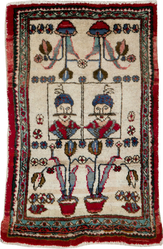 Vintage Persian Hamadan Pictorial Rug, No.25398 - Gsblank