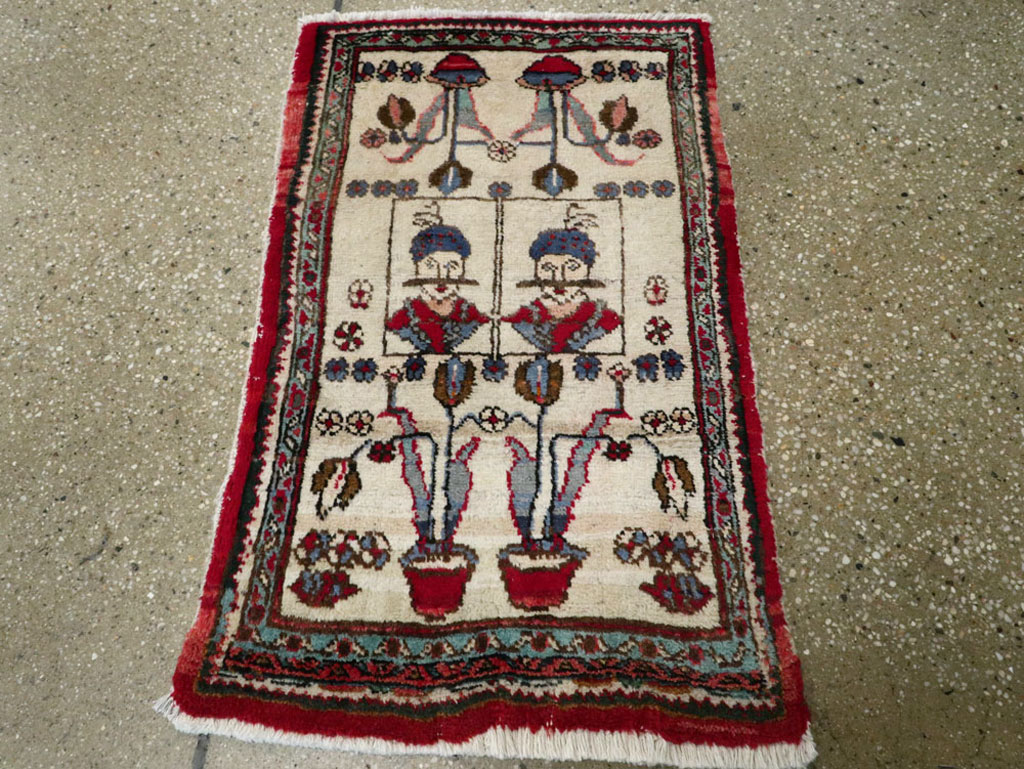 Vintage Persian Hamadan Pictorial Rug, No.25398 - Gsblank