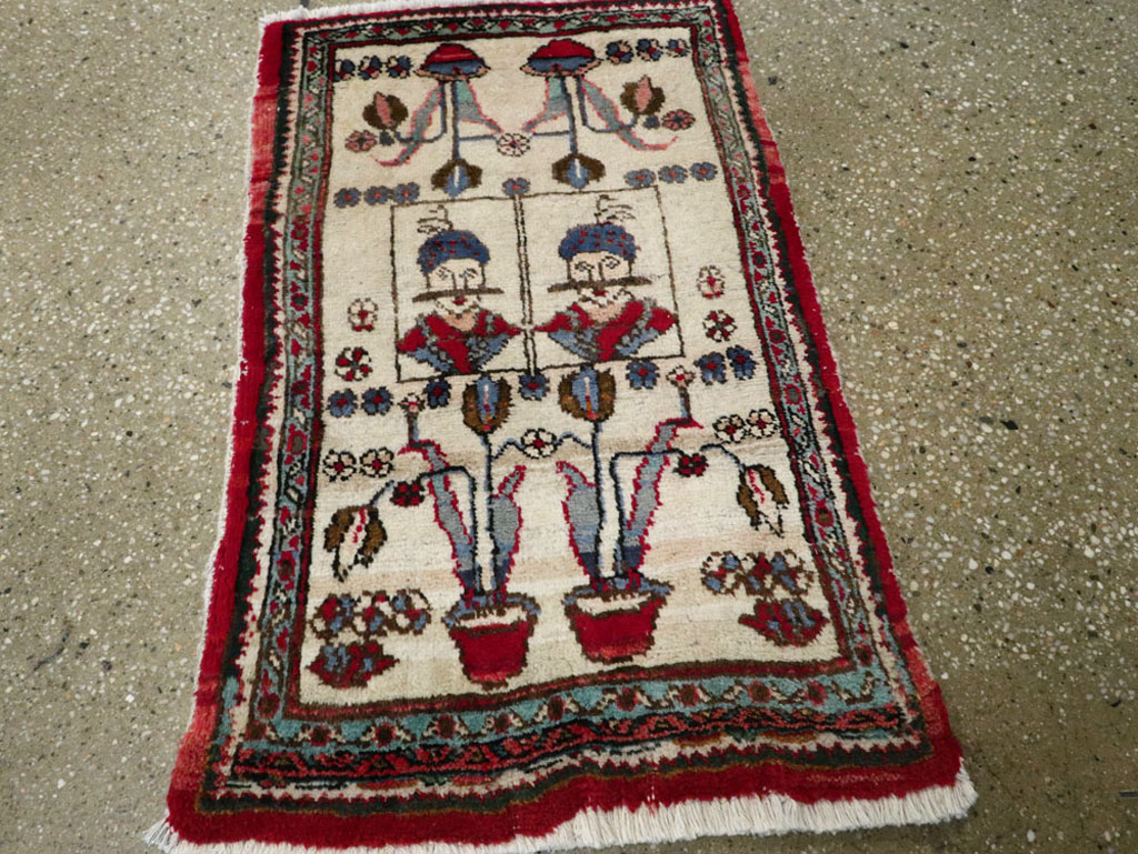 Vintage Persian Hamadan Pictorial Rug, No.25398 - Gsblank