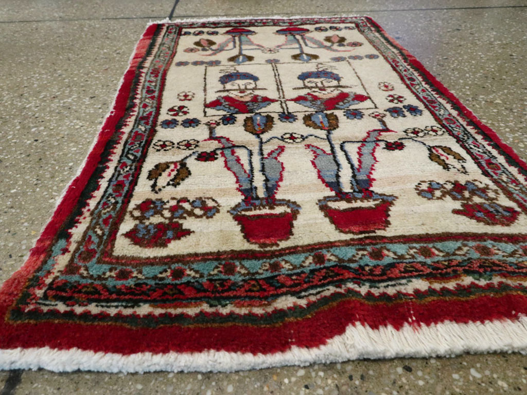 Vintage Persian Hamadan Pictorial Rug, No.25398 - Gsblank