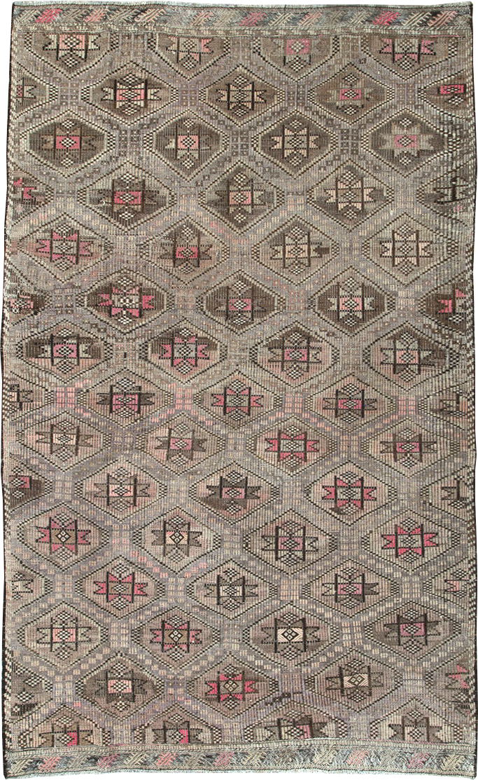 Vintage Turkish Flatweave Kilim Accent Rug, No.25412 - Gsblank