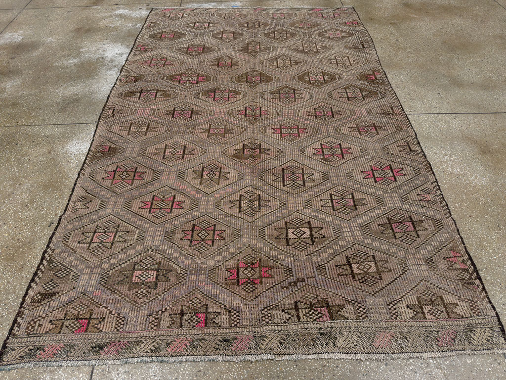 Vintage Turkish Flatweave Kilim Accent Rug, No.25412 - Gsblank