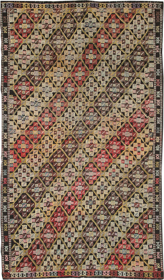 Vintage Turkish Flatweave Kilim Accent Rug, No.25413 - Gsblank