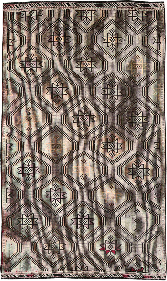Vintage Turkish Flatweave Kilim Accent Rug, No.25416 - Gsblank