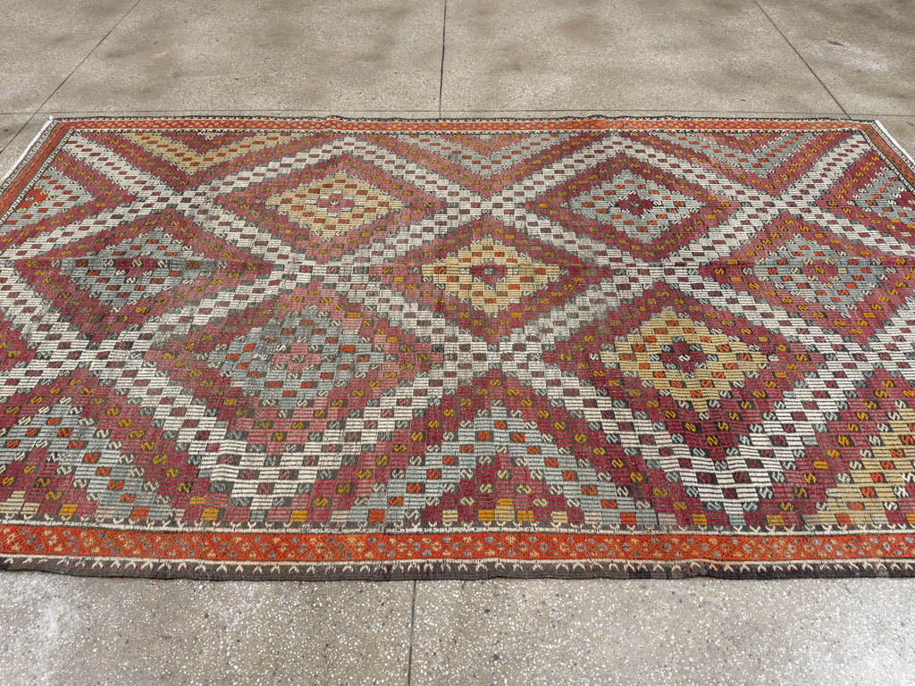 Vintage Turkish Flatweave Kilim Gallery Rug, No.25417 - Gsblank