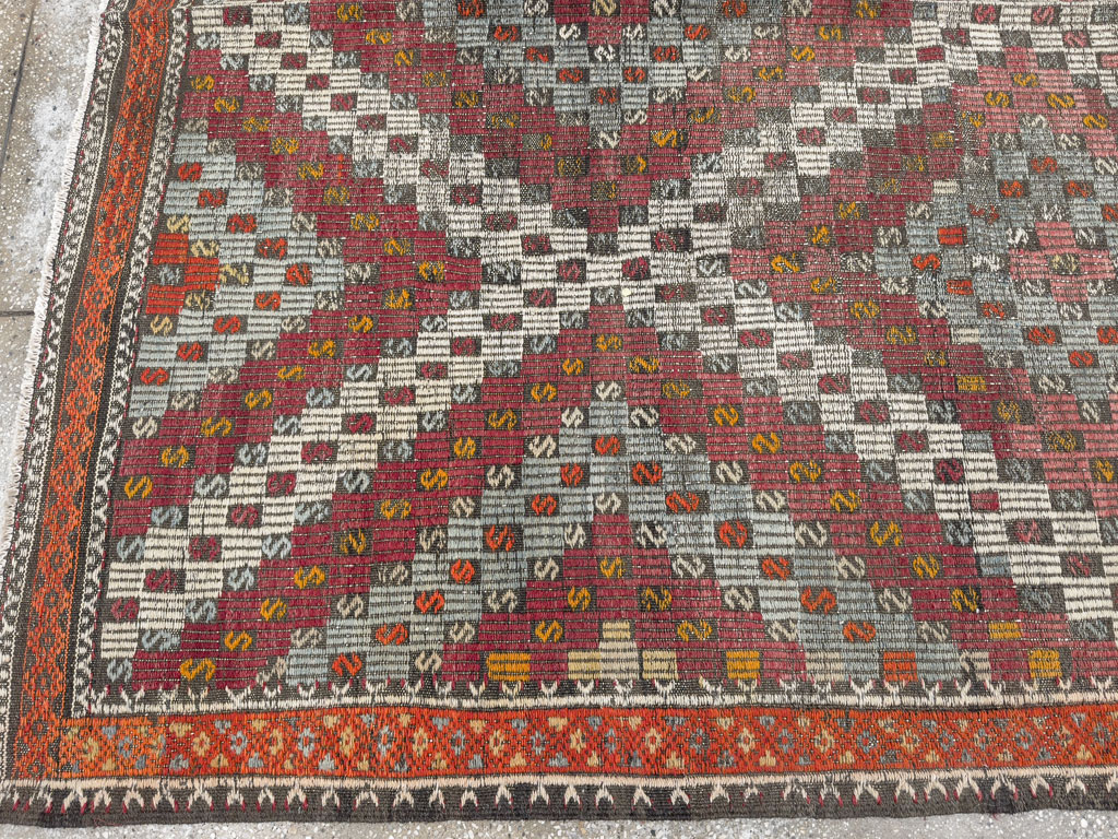 Vintage Turkish Flatweave Kilim Gallery Rug, No.25417 - Gsblank